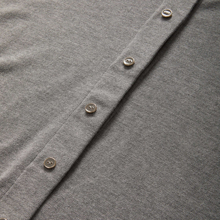MagnaReady Women's Grey Adaptive Magnetic Knit Cardigan Sweater - front with magnetic closure detail