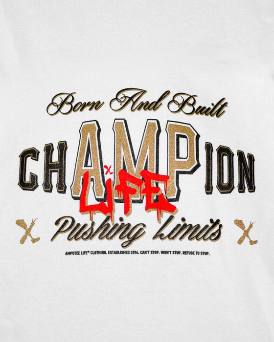 AMPLIFE BORN AND BUILT CHAMPION WHITE & GOLD HOODIE - HOODIES - AMPLIFE™