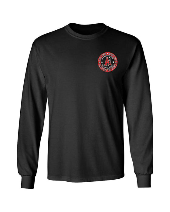 AMPLIFE DEATH CHEATER LEFT CHEST & BACK PRINT BLACK & RED LONG SLEEVE - LONG SLEEVES - Amplife®