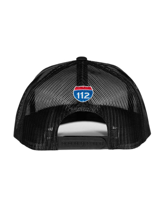 AMPLIFE LOGO PVC PATCH BLACK WHITE & BLACK CURVED BILL TRUCKER SNAPBACK - HATS - AMPLIFE™