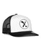 AMPLIFE LOGO PVC PATCH BLACK WHITE & BLACK CURVED BILL TRUCKER SNAPBACK - HATS - AMPLIFE™