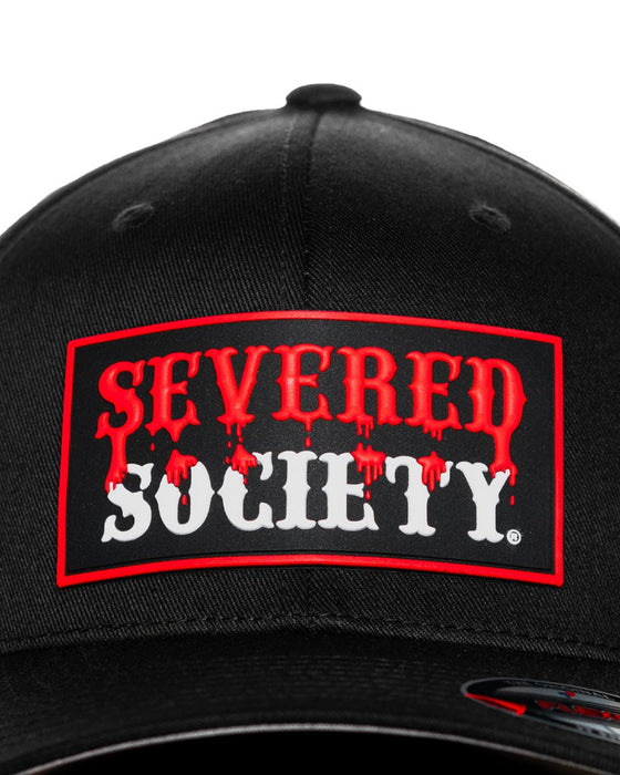 SEVERED SOCIETY DRIP PVC PATCH BLACK FLEXFIT CURVED BILL FITTED - HATS - AMPLIFE™