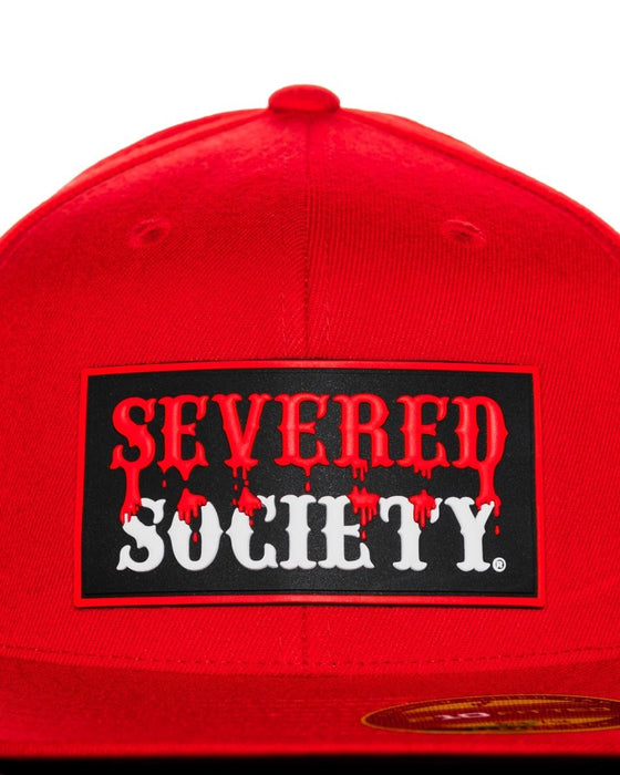 SEVERED SOCIETY DRIP PVC PATCH RED FLEXFIT FLAT BILL FITTED - HATS - AMPLIFE™