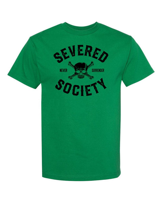 SEVERED SOCIETY NEVER SURRENDER GREEN & BLACK T-SHIRT - T-SHIRTS - AMPLIFE™