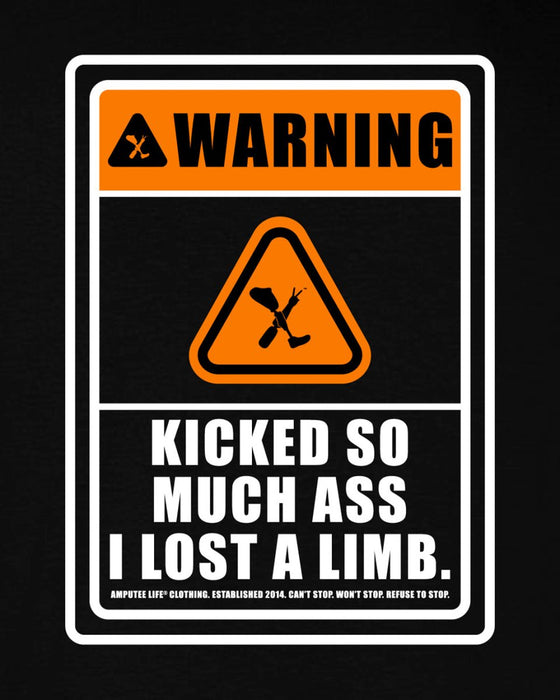 WARNING LOST A LIMB LEFT CHEST & BACK PRINT BLACK T-SHIRT - T-SHIRTS - AMPLIFE™